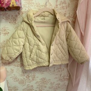 Zara Kids Beige Quilted Puffer Jacket